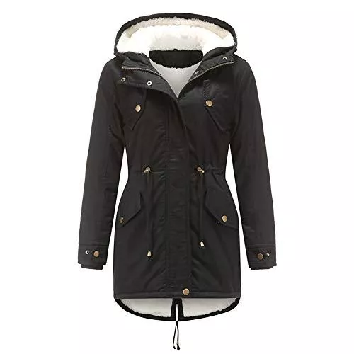 YYNUDA Mäntel YYNUDA Wintermantel Damen Warm Gefüttert Winter Parka Jacke Mittellang Winterjacke mit Fellkapuze Dicke Coat Große Größen