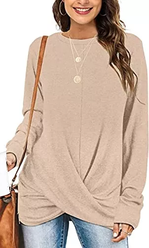 Aokosor Langarmshirts Aokosor Damen Langarmshirt Damen Rundhals Sweatshirt Casual Oberteile Tops Tunika Bluse