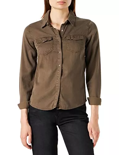 Vila Langarmblusen Vila Female Jeanshemd Taschen