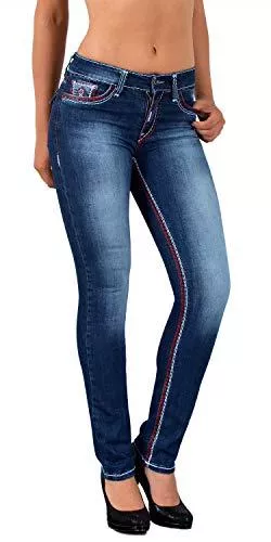ESRA Jeans ESRA Damen Jeans Jeanshose Damen Hose Straight Leg Dicke Naht Jeanshosen Damenjeans bis große Größen J755