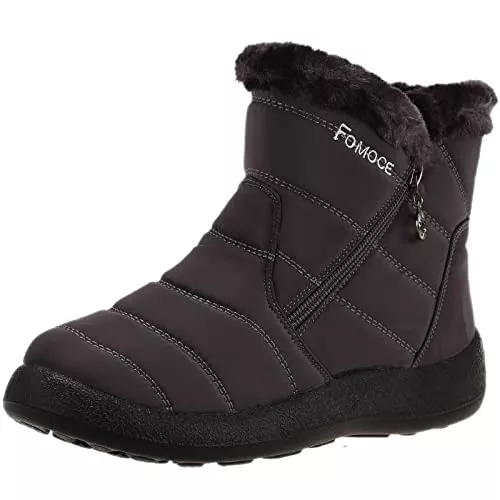 FOMOCE Stiefel FOMOCE Warm Gefütterte Schneestiefel Damen Wasserdicht Outdoor Flach Knöchel Kurze Winterstiefel Brief Druckmuster Thermisch Bequem Flache Rutschfeste