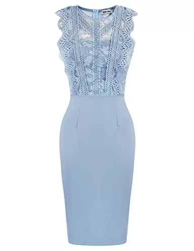 GRACE KARIN Cocktail GRACE KARIN Damen Spitzen Bodycon Kleid ärmellos festlich Vintage Party Kleid CL953