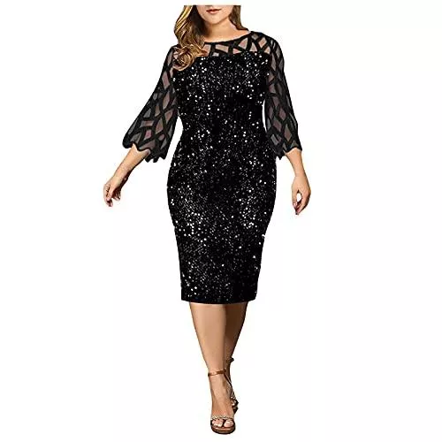 iHENGH Cocktail Damen übergröße Kalt Schulter Maxi Kleider A Linie Spitze Cocktailkleid Casual Kurzarm Chiffon Täglichen Elegant für Hochzeit Abendkleid Partykleider Lang Sonderverkauf