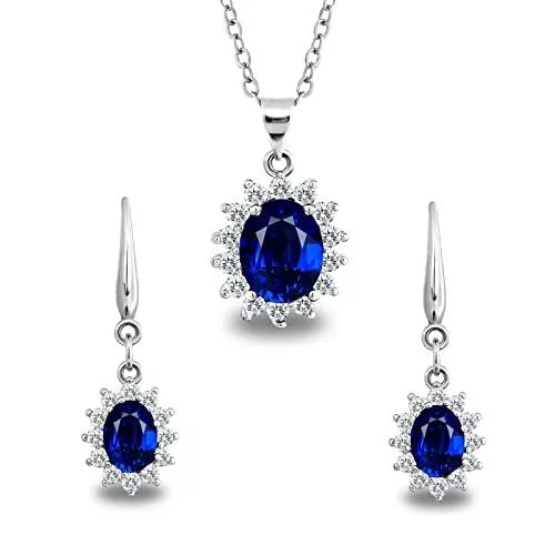 HIKARO Schmuck Amazon Marke - HIKARO CZ Herz Halskette Ohrringe Set: Edelstahl Silber Zirkonia Liebe Offene Ohrstecker - Trendy Anhänger Kette Halskette - Mode Zierliche Jubiläum Schmuck Geschenk für Frauen Mädchen