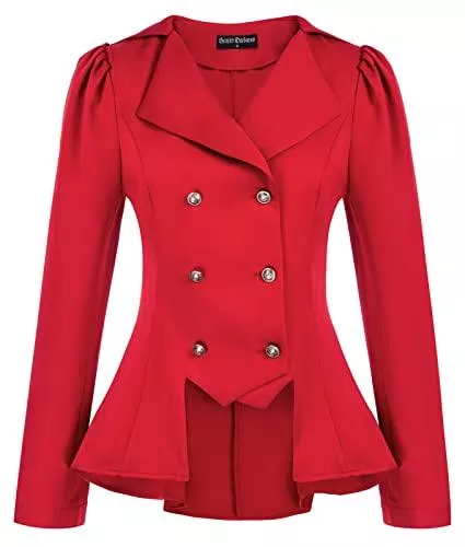 SCARLET DARKNESS Mäntel SCARLET DARKNESS Damen Steampunk Jacke Langarm Reverskragen mit Zweireihig Gothic Mantel