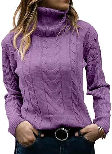 Minetom Pullover & Strickmode Minetom Pullover Damen Strickpullover Langarm Rollkragen Feinstrick Häkelpullover Elegante Lässige Lose Rollkragenpullover Einfarbig Casual Pulli Oberteile Stricktop Pullover Sweater