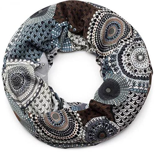 styleBREAKER Schals & Tücher styleBREAKER Feinstrick Loop Schlauchschal mit Ethno Punkte African Style Muster, Schal, Damen 01017042