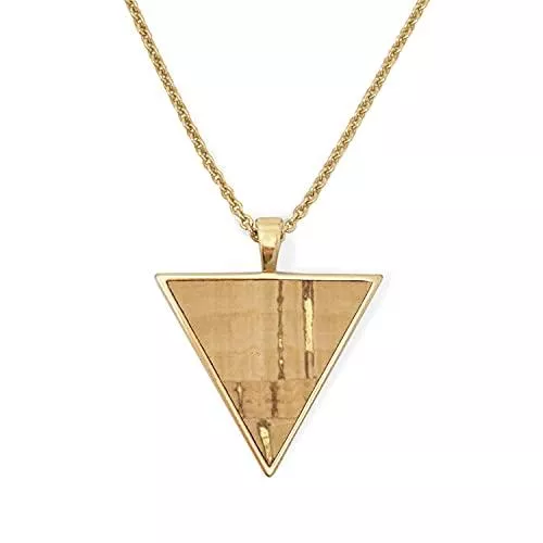 KAALEE Uhren KAALEE® Triangle Halskette Gold mit Kork 62+3cm | 18 Karat Gelbgold plattiert | Nachhaltiger Schmuck 100% Made in Germany - Geschenk-Box inklusive