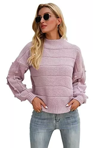 Hiistandd Pullover & Strickmode Hiistandd Pullover Damen Langarmshirt Rollkragen Strickpulli Lose Oversized Pulli