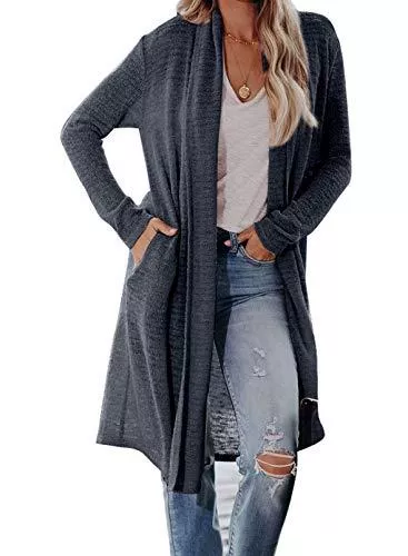 CORAFRITZ Strickjacken CORAFRITZ Damen-Strickjacke, einfarbig, mit Taschen, lange Strickjacke