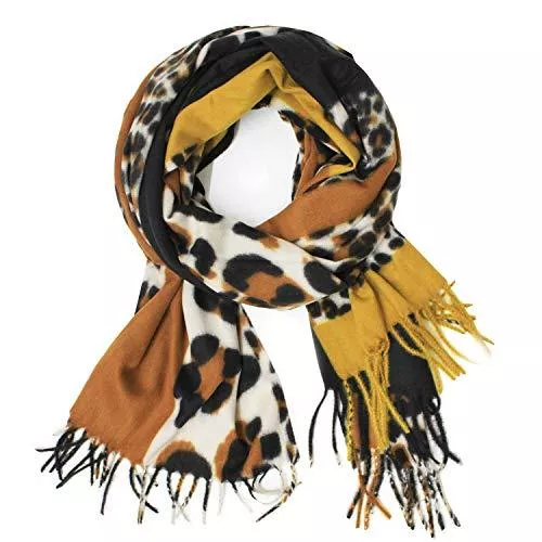 Glamexx24 Schals & Tücher Glamexx24 Damen XXL Schal Kuschelige warme Leo Muster 3 farbig Fransen Poncho Schal Oversized Deckenschal