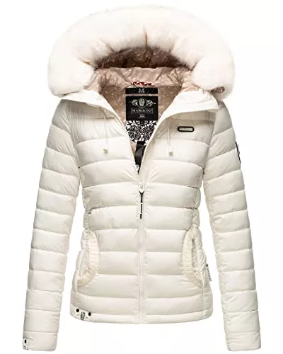MARIKOO Jacken MARIKOO Damen Winter Steppjacke mit Fellkragen und Kapuze Winterjacke Steppung B893