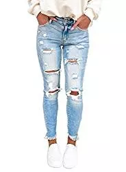 LOSRLY Jeans LOSRLY Klassische Damen-Jeans, mittelhoch, Used-Look, zerrissene Jeans
