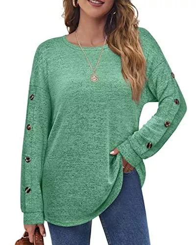 Aokosor Pullover & Strickmode Aokosor Damen Sweatshirt Pullover Kapuzenpullover Hoodie mit Knöpfen Langarm Tops Oversize Herbst Einfarbig Casual