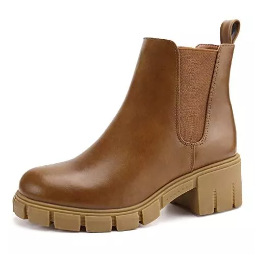 JABASIC Stiefel JABASIC Chelsea Boots für Damen Elastische Plateau-Stiefel zum Hineinschlüpfen