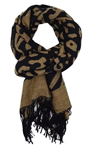 Ella Jonte Schals & Tücher Ella Jonte Leopard Schal braun schwarz oder gelb Winterschal Damenschal Fransen