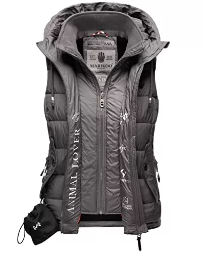 MARIKOO Westen MARIKOO Damen Übergangs-Jacke leichte Stepp-Weste gefüttert mit Kapuze Taisaa XS-3XL