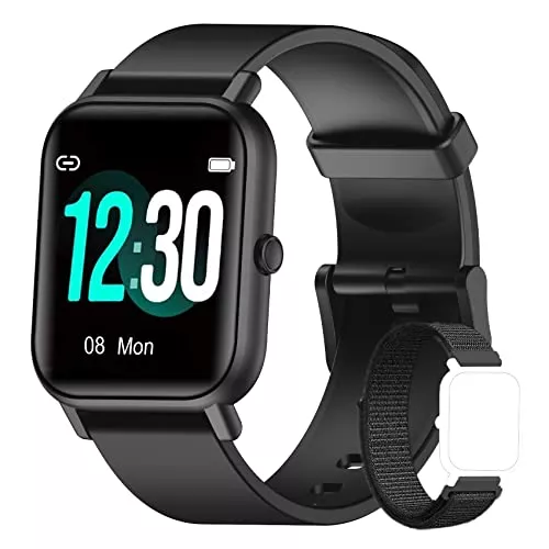Blackview Uhren Blackview Smartwatch R3 Herren Damen Fitnessuhr,1,3 Zoll Smart Watch, Armbanduhr mit Pulsmesser Schlafmonitor Musiksteuerung SpO2,Schrittzähler Uhr Sportuhr, Aktivitätstracker für Android iOS,Schwarz