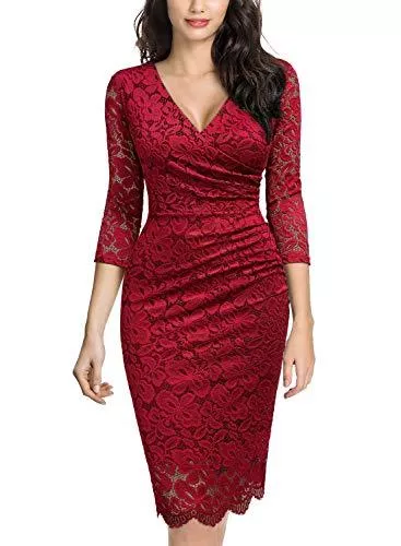 MIUSOL Cocktail MIUSOL Damen V-Ausschnitt Sommer Chiffon Festlich Kleid Cocktailkleid Vinatge Kleider S-XXL