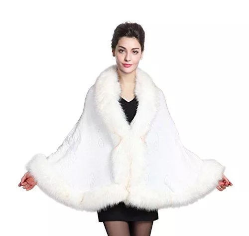 BEAUTELICATE Strickjacken BEAUTELICATE Kunstpelz Schal Stola Bolero Damen Für Frauen Hochzeit Abend Braut Brautschal Brautstola Braun