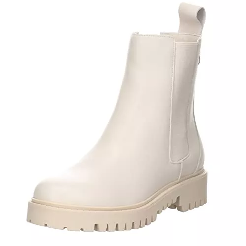 GUESS Stiefel Guess Oakess Chelsea-Boots Leder-/Textilkombination Uni beige Chelsea Gummizug modisch