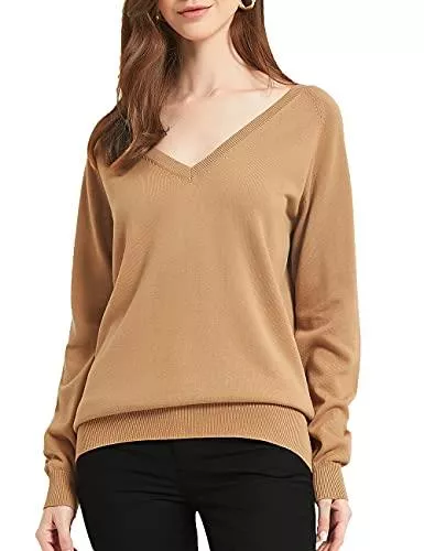 Kallspin Pullover & Strickmode Kallspin Damen Schlaff V-Ausschnitt Strickpullover Pulli Baumwolle