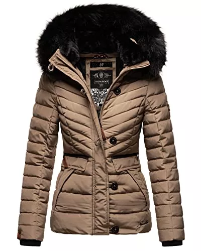 Navahoo Jacken Navahoo Damen Winterjacke Steppjacke mit Kapuze warm gefüttert B899