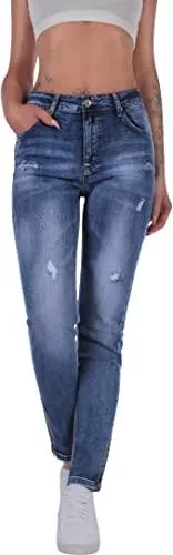 YoungCaSh Jeans YoungCaSh Jeans Hose Damen ÜBERGRÖßE 38-48 High Waist Stretch Jeggings Röhrenjeans Hoher Bund A38