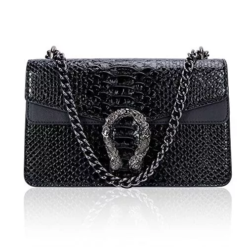 chuanhuishop Taschen & Rucksäcke chuanhuishop Crossbody Handtaschen für Frauen Schlangendruck Leder Umhängetasche Kette Geldbörse Satchel Abendtasche