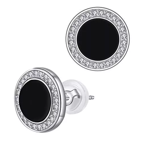 J.MUEN Schmuck J.MUEN Schwarze Ohrstecker,925 Sterling Silber Damen Ohrstecker Schwarz Unisex Ohrringe Herren Geburtstags Geschenk
