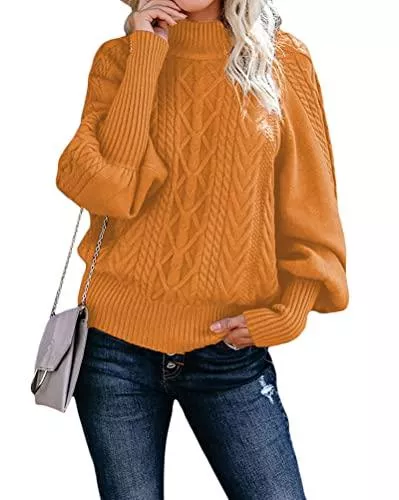 Tomwell Pullover & Strickmode Tomwell Pullover Damen Langarm Einfarbig Strickpullover Oversize Lässige Lose Sweater Warm Gestrickter Oberteil Winter Grobstrick Sweatshirt