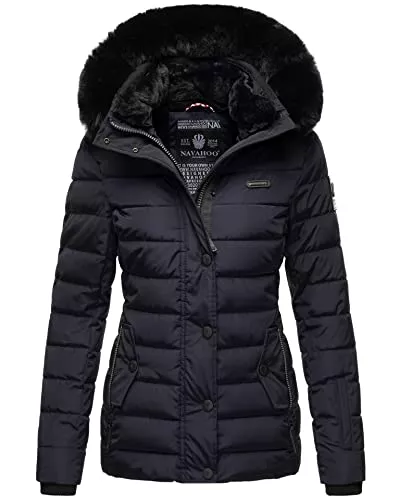 Navahoo Jacken Navahoo Damen Winter Steppjacke mit Kapuze und Fellkragen B846