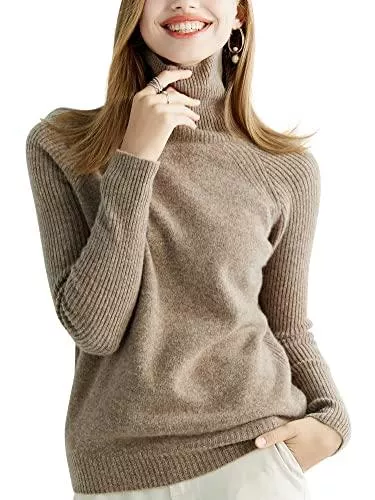 LINY XIN Pullover & Strickmode LINY XIN Damen Rollkragenpullover 100% Merinowolle Winterpullover Herbst Warm Weich Langarm Strick Elegantpullover Tops