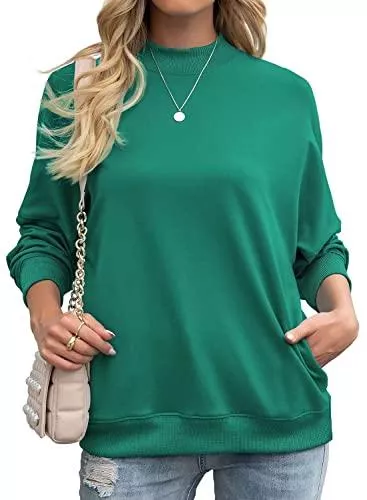 Hiistandd Pullover & Strickmode Hiistandd Damen Langarmshirt Oversize Tops Sweatshirt Rollkragen Pullover Loose Fit Shirt