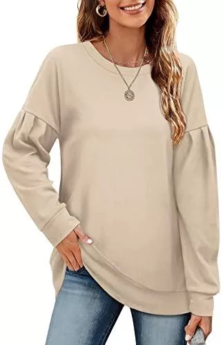 Aokosor Langarmshirts Aokosor Damen Langarmshirt Sweatshirt Pullover mit Crewneck für Herbst Winter Tops