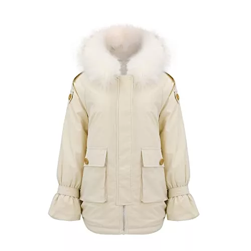 Generic Mäntel Damen-Herbst- und Wintermantel Plus Samt Gepolstert Kurz Gefüttert Mit Kapuze Plus Größe Winter Solide Langarm Mäntel Daunenmantel