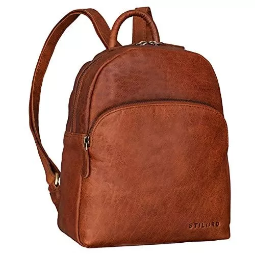 STILORD Taschen & Rucksäcke STILORD Linnea Damen Rucksack Elegant Klein Vintage Lederrucksack für Frauen Daypack Cityrucksack Mini Backpack Handtasche Schultertasche aus echtem Leder, Farbe:maraska - braun