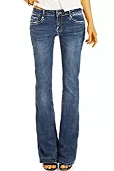 bestyledberlin Jeans be Styled Damenjeans Medium Waist Bootcut Jeans Hose, Schlagjeans in Stretch Slim Fit Passform j16p