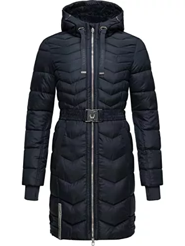 Navahoo Mäntel Navahoo Damen Wintermantel Steppmantel Jacke mit Taillengürtel Alpenveilchen XS-XXL