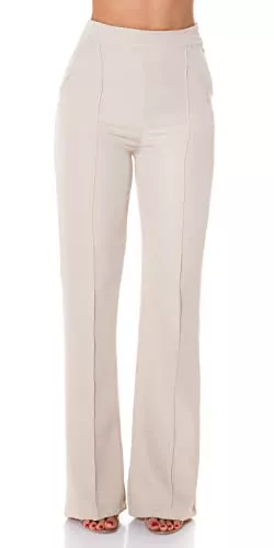 Koucla Hosen Koucla Uni Business High Waist Stoff Hose mit Schlag und Biesennaht