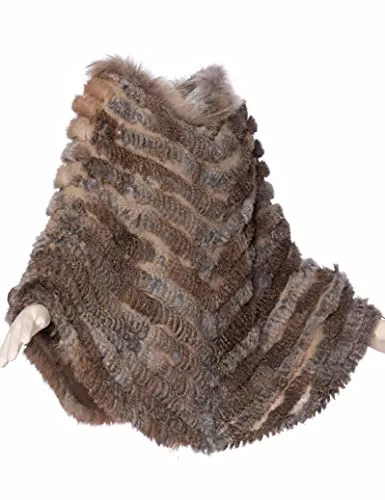HEIZZI Strickjacken HEIZZI Natürliche Zur Seite fahren Gestrickt Kaninchenfell Poncho Mit Waschbärpelz