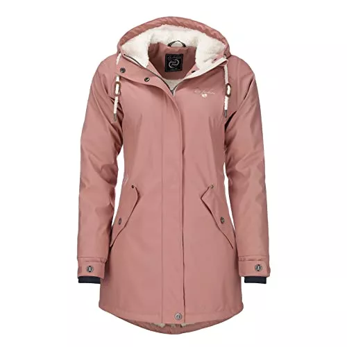 Dry Fashion Jacken Dry Fashion Damen Regenmantel Malmö - Frauen Regenjacke Jacke mit Kapuze Lang Winddicht Wasserdicht Gefüttert mit Teddyfleece