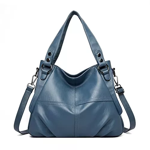 Sacmill Taschen & Rucksäcke Sacmill Damen Handtasche Große Leder Damenhandtasche Umhängetaschen Designer Schultertasche Hobo Tasche (Blau)