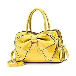 NICOLE &amp; DORIS Taschen & Rucksäcke NICOLE &amp; DORIS Handtaschen Damen Kleine Henkeltasche Frau Mode Tasche Designer Umhängetasche Mädchen Schultertasche Lackleder Handtasche Abendtasche Gelb