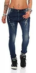 Fashion4Young Jeans Fashion4Young 10826 MOZZAAR Damen Jeans Jeans Röhrenjeans Haremshose Damenjeans Hüftjeans Baggy