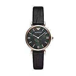 EMPORIO ARMANI Uhren Emporio Armani - Gianni T-Bar Collection, Schwarze Farbe, Lederuhr für Damen AR11503