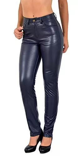 ESRA Hosen ESRA Damen Lederhose Kunstlederhose Damen Hose in Leder Optik bis Übergrösse J295