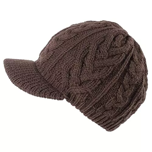 Unbekannt Hüte & Mützen GHC Hüte &amp; Mützen 2021 Wolle Warm-Spitzenfleece-Krempe Flap-Kappen gestrickte Winter-Baretten Frauen-Hüte solide weiche lässige Motorhaube-Skullies (Farbe : Coffee, Hat Size : Einheitsgröße)