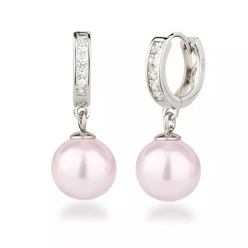 Schöner Schmuck-Design Schmuck Schöner-SD Creolen Ohrhänger 925 Silber Rhodium mit 10mm Perle Kugel