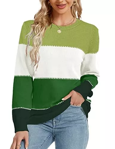 KANWIZL Pullover & Strickmode KANWIZL Damen Pullover Strickpullover Elegant Strick Herbst Winter Dicker Warm Langarm Gestreift Rundhals Sweater Pullover